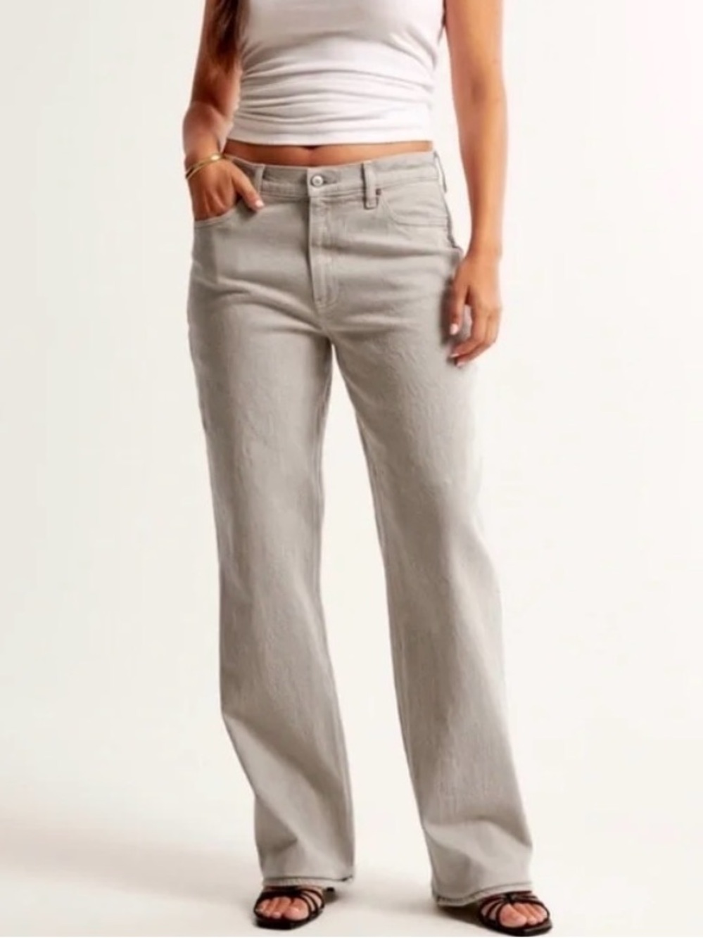 Abercrombie & Fitch Gray The Baggy Low Rise Curve Love Jeans